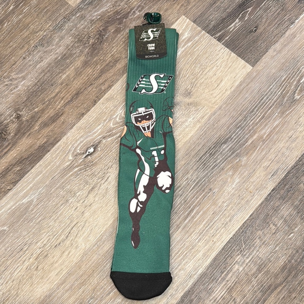 Saskatchewan Roughriders Green and Black Crew Tube Socks